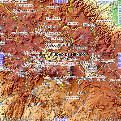 Topographic map of San Francisco Acuautla