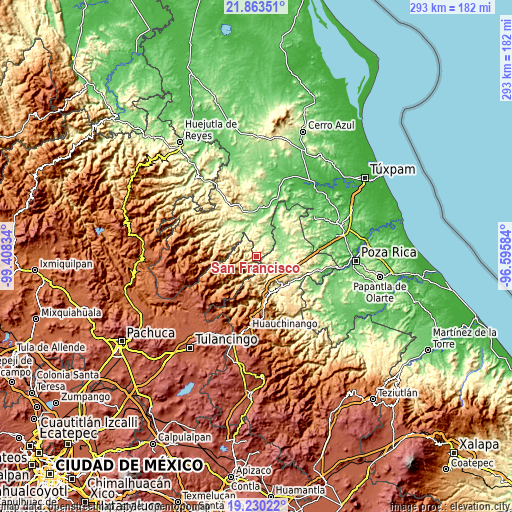 Topographic map of San Francisco