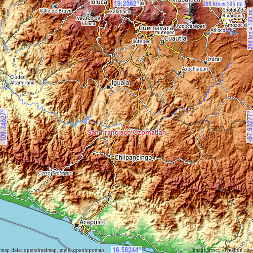 Topographic map of San Francisco Ozomatlán