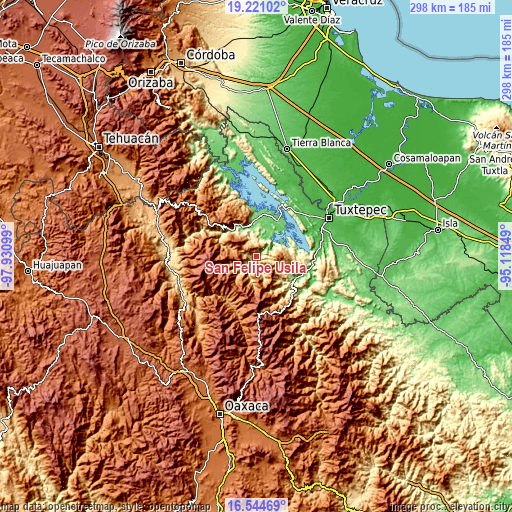 Topographic map of San Felipe Usila