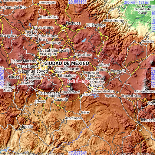 Topographic map of Teotlaltzingo