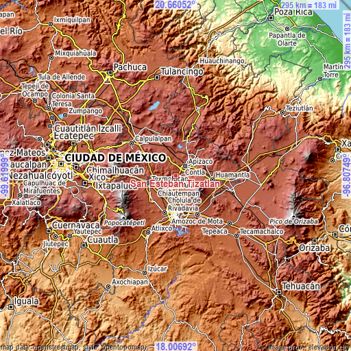 Topographic map of San Esteban Tizatlán