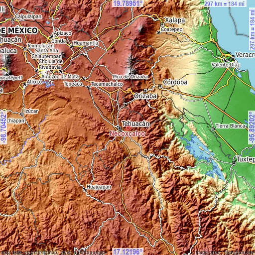 Topographic map of Necoxcalco