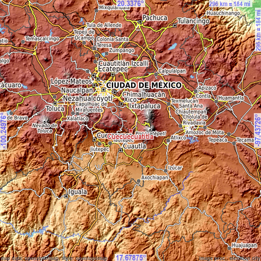 Topographic map of Cuecuecuatitla