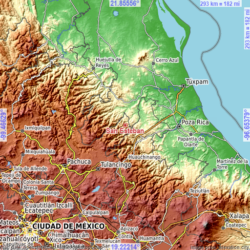 Topographic map of San Esteban