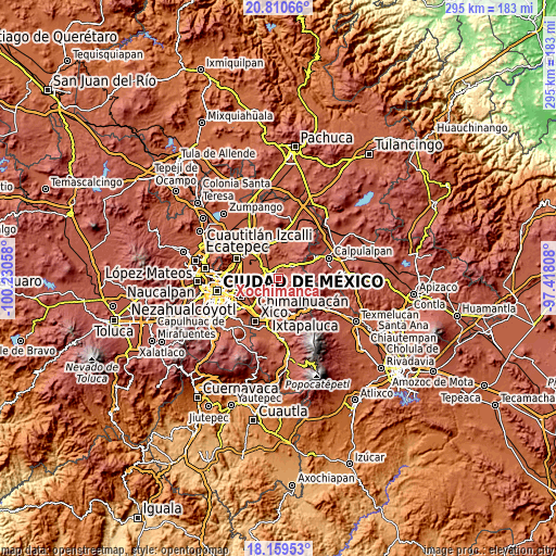 Topographic map of Xochimanca