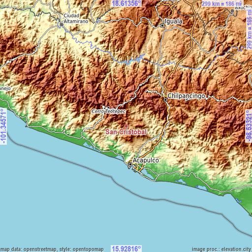 Topographic map of San Cristóbal