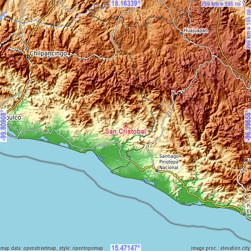 Topographic map of San Cristóbal