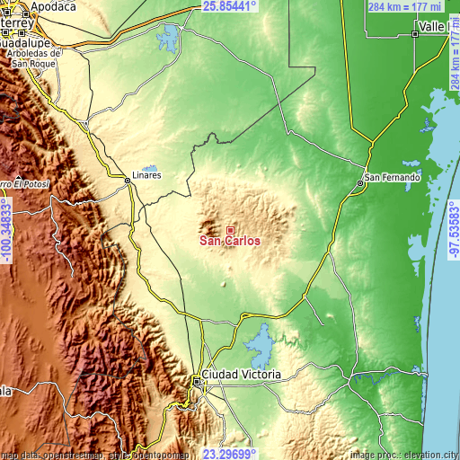 Topographic map of San Carlos