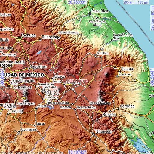 Topographic map of San Carlos