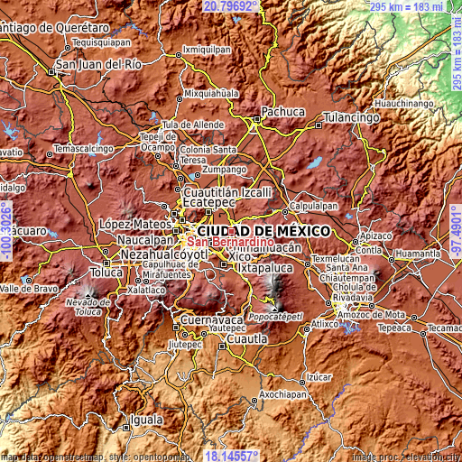 Topographic map of San Bernardino