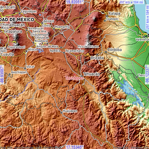 Topographic map of Teontepec
