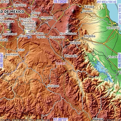 Topographic map of Texcala