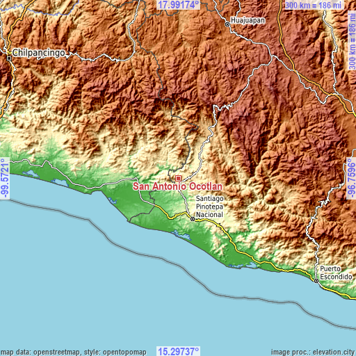 Topographic map of San Antonio Ocotlán