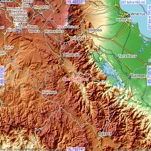 Topographic map of Nanahuatípam