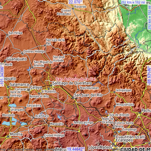 Topographic map of San Antonio de la Cal