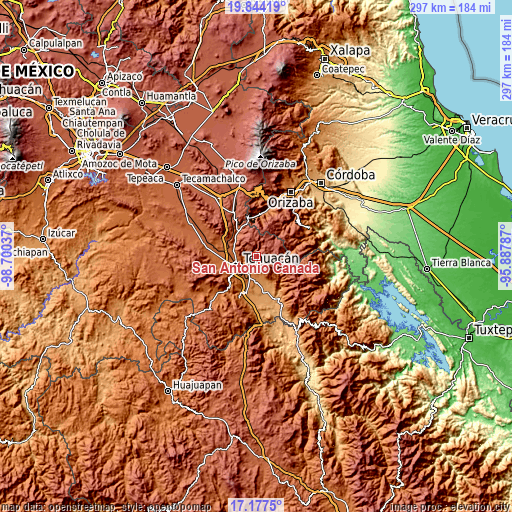 Topographic map of San Antonio Cañada