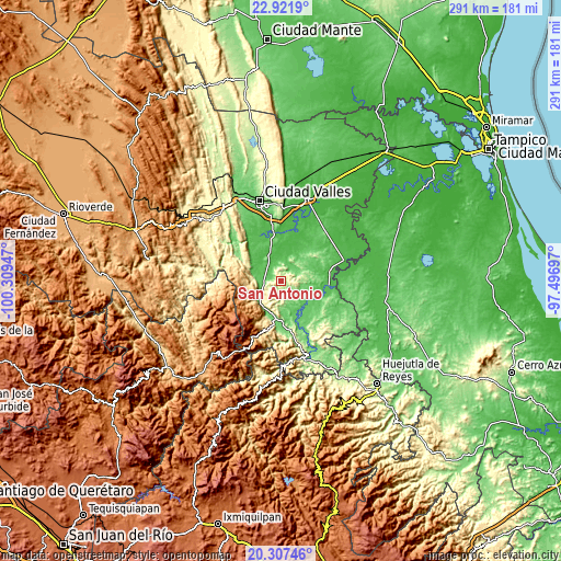 Topographic map of San Antonio