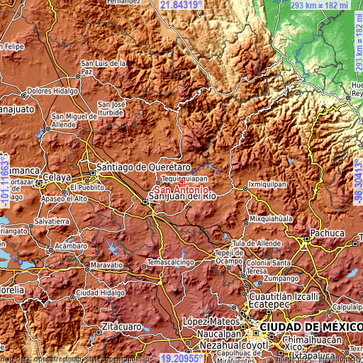 Topographic map of San Antonio