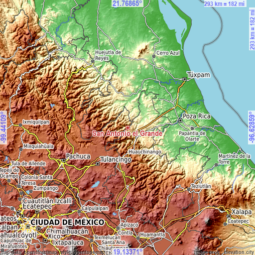 Topographic map of San Antonio el Grande