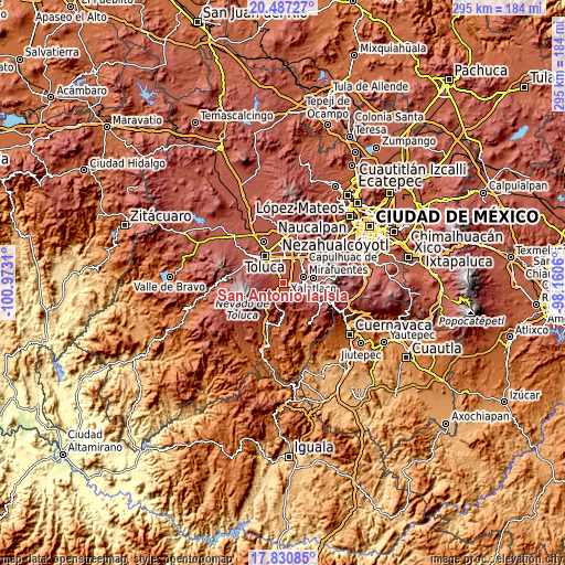 Topographic map of San Antonio la Isla