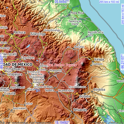 Topographic map of San Andrés Payuca