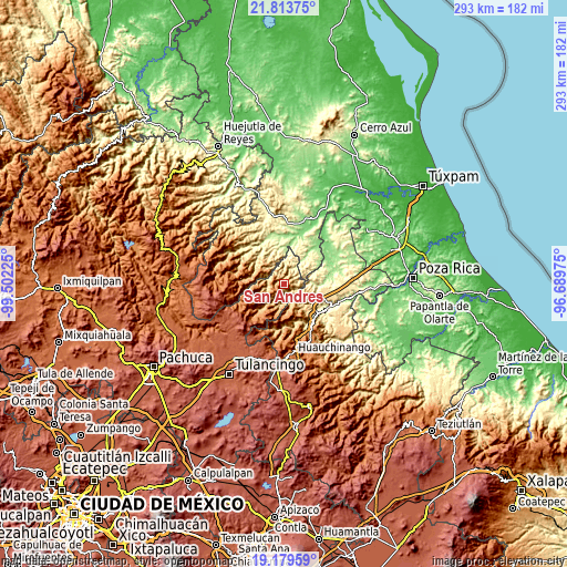 Topographic map of San Andrés