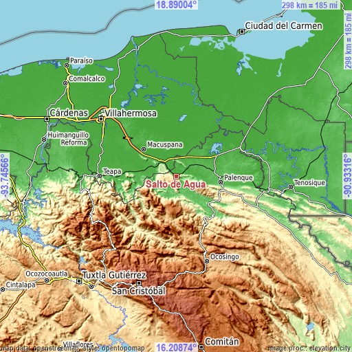 Topographic map of Salto de Agua