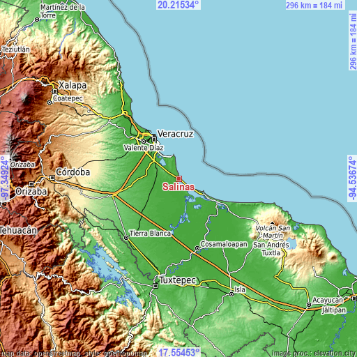 Topographic map of Salinas