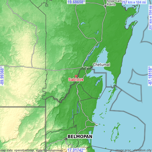 Topographic map of Sabidos