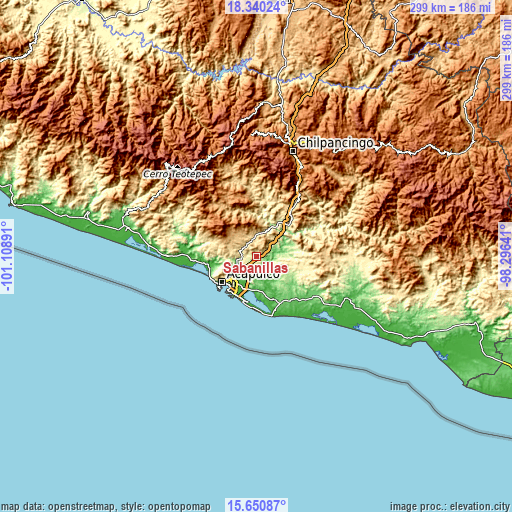 Topographic map of Sabanillas