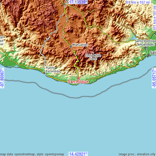 Topographic map of San Roque