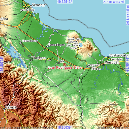 Topographic map of Juan Rodríguez Clara