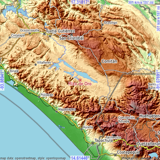Topographic map of Rizo de Oro