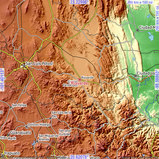 Topographic map of Rioverde