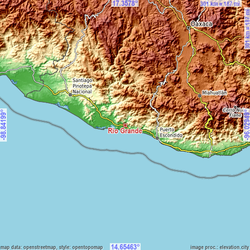 Topographic map of Río Grande