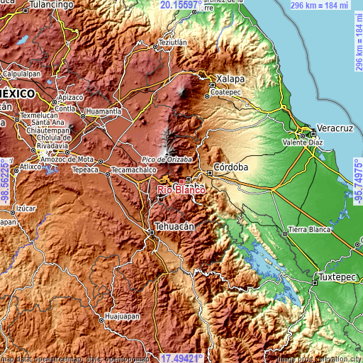 Topographic map of Río Blanco