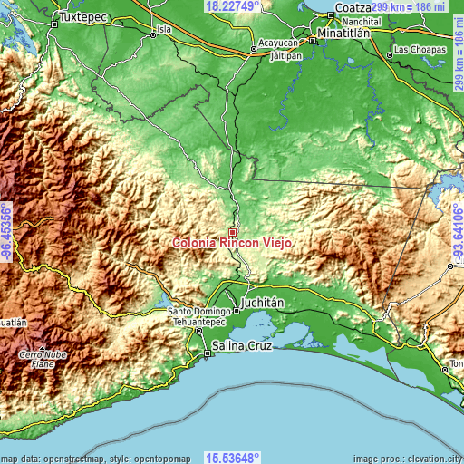 Topographic map of Colonia Rincón Viejo