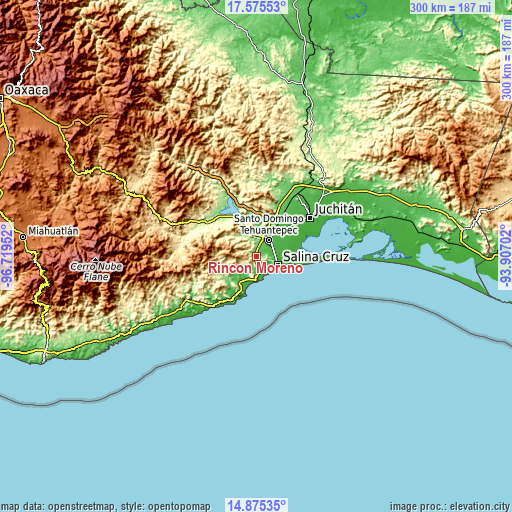 Topographic map of Rincón Moreno