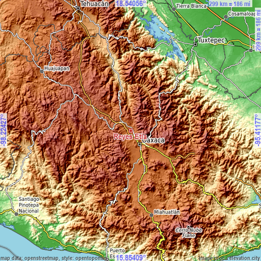 Topographic map of Reyes Etla
