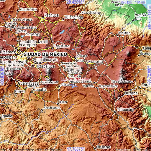 Topographic map of La Resurrección