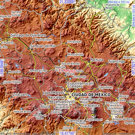 Topographic map of El Refugio