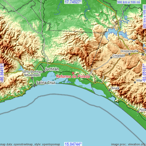 Topographic map of Reforma de Pineda