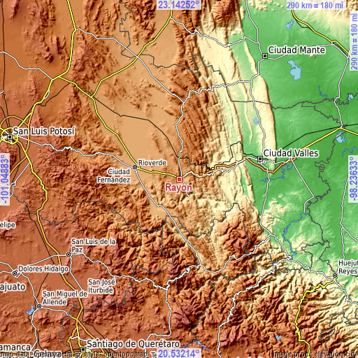 Topographic map of Rayón