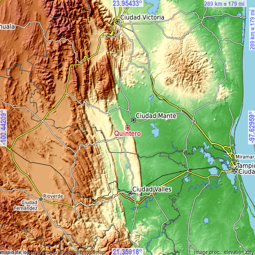 Topographic map of Quintero