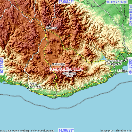 Topographic map of Santa Catalina Quieri