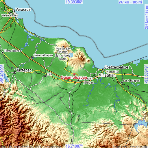 Topographic map of Quiamoloapan