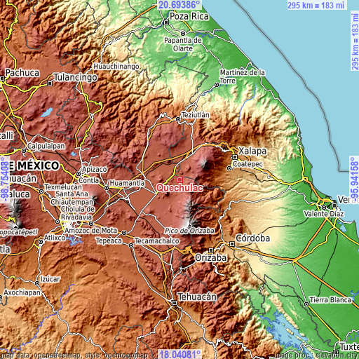 Topographic map of Quechulac