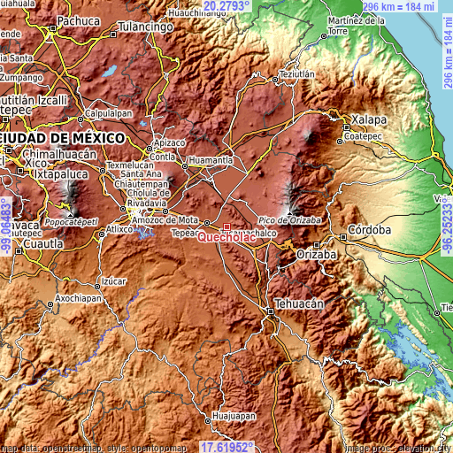 Topographic map of Quecholac