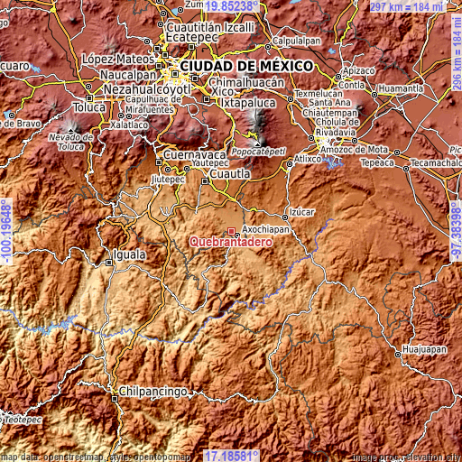 Topographic map of Quebrantadero